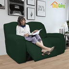 Easy-Going 6 Pieces Recliner Loveseat Stretch Sofa Slipcover Sofa Cover Furniture Protector Couch Soft with Elastic Bottom Kids, Spandex Jacquard Fabric Small Checks Dark Green