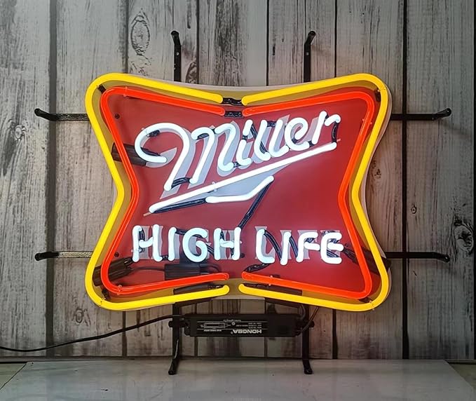 Neon Signs Beer Bedroom Miller High Life Beer Glass Neon Signs for Man Cave Birthday Party Neon Light Art Wall Lights 24 X 20 Inches