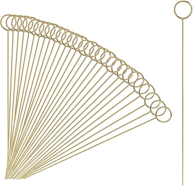 uxcell 30 Pcs Table Card Holders, 5.9 Round Metal Craft Wire Clips Picture Clip Table Number Holders Picks for Wedding, Photos, Memo, Restaurant, Gold