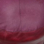 Round Shaped Goat Leather Handmade Eco-Friendly Dark Pink Pouf - 18" x 18" x 18", Plain Solid, Recycled Foam With Fibre Fill Stuffed, PF12