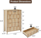 5 Drawer Dressers for Bedroom, Modern Closet Chest of Drawers with Waveform Fluted Panel, Large Wood Storage Dresser Organizer for Nursery Bedroom Living Room Hallway Closet, Natural