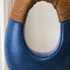 OYEARS 19" Table Lamp for Living Room,Boho Lamp for Bedroom, Bedside for Nightstands, Suitable for Small Space,Coastal Farmhouse, End Table, Rattan Nautical Beach Style, Blue,1 Pack