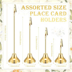 20 Pcs Table Number Holders 4/6/8/10 Inch Metal Place Card Holders with Alligator Clip Heavy Base Wedding Table Number Stand Picture Photo Clip for Banquet Party Birthday Restaurant(Gold)