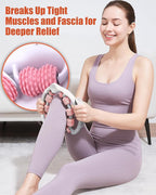 Cellulite Massage Roller - Anti-Cellulite Massager with Detachable Roller Handles for Thighs, Legs & Buttocks - Fascia Massage Tool for Lymphatic Drainage & Deep Tissue Therapy (Pink)