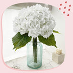 Yatim 21In White Artificial Hydrangea Flowers 5 Pcs Real Touch 3D Print Latex Flowers for Wedding Centerpieces Bouquets DIY Floral Decor Home Decoration with Stems