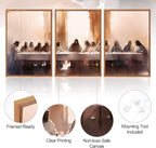 Aurlan Jesus Last Supper Bible Story Wall Art(16"x24"), 3PCS Boho Christ Christian Easter Gifts Canvas Artwork, Neutral Spiritual Religious Faith Decor Prints for Office Home