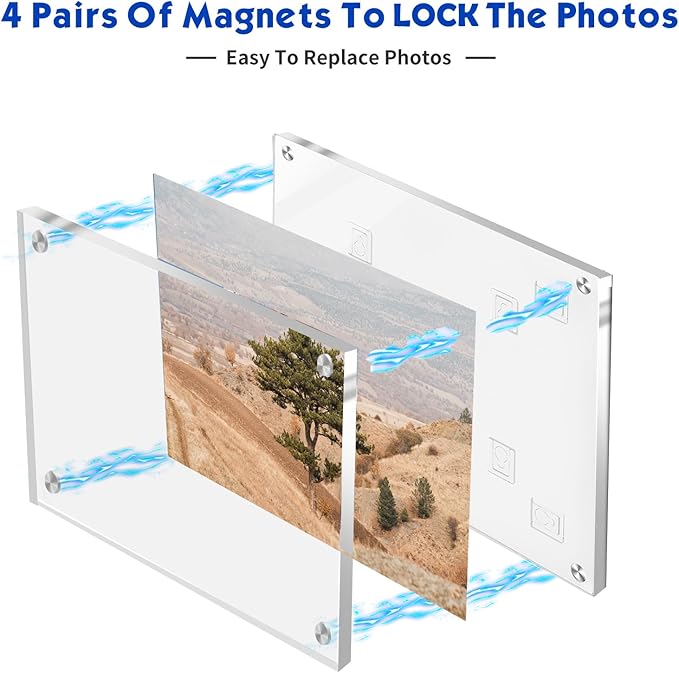 16x20 Acrylic Floating Art Frame for Wall Mount, Clear Magnetic Picture Frame for Artwork Display,Certificates Documents Frames for Family,Office,Wedding