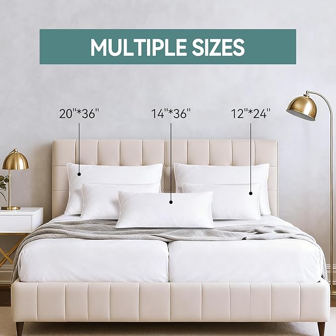 14x36 Pillow Insert Set of 2, Long Lumbar Pillow Insert for Bed Down Alternative Pillow, Rectangle Body Sleeping Pillow, Lumbar, Back Integrated Decorative Pillow Form