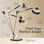 OTUS Desk Lamp Gesture Control with Adjustable Swing Arm, Brass Desk Lamps for Home Office, 12 Brightness, 3 Color Modes, Memory, Eye Care Tall Table Light