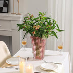 MCMCNCUIU Crystal Glass Vase, Large Crystal Vases for Flowers, Large Flower Vase, Pink Modern Vases for Living Room, Bedroom, Kitchen, Dining Table, Mantle, Wedding, 11 Inches