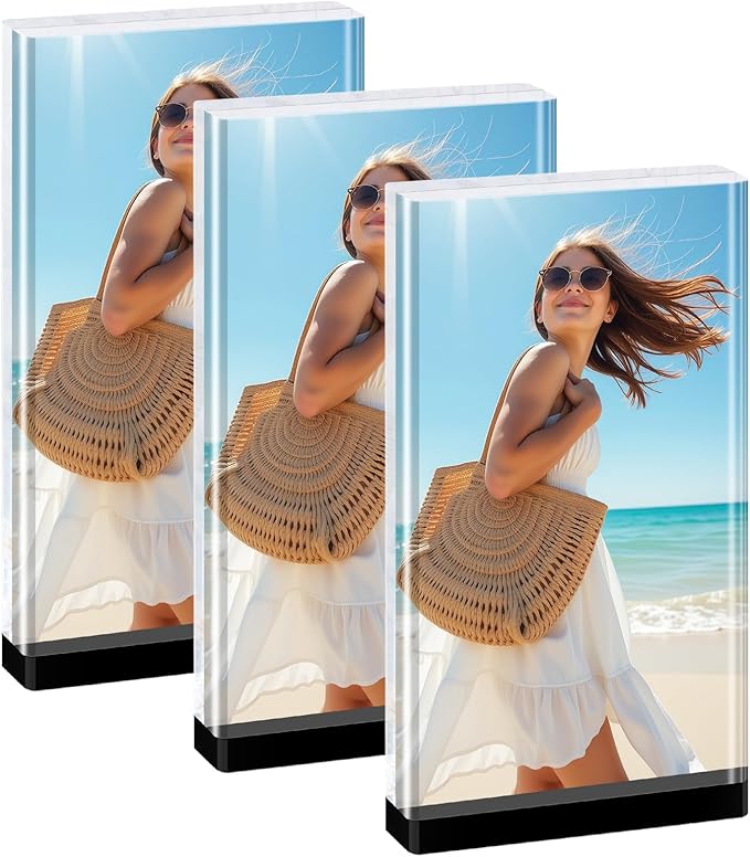 4×6 Acrylic Picture Frame (3Pack) -Double Sided 20 mm Clear Photo Frame Magnetic Standing Modern Design for Stereoscopic Displays, Desk Decor & Perfect Memories Gifts (4×6 vertical)