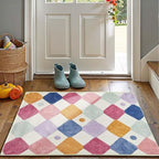 jinchan Area Rug 2x3 Kids Entryway Washable Indoor Doormat Small Soft Non Slip Modern Rug Diamond Carpet for Nursery Room Bedroom Bathroom Berries on Cream