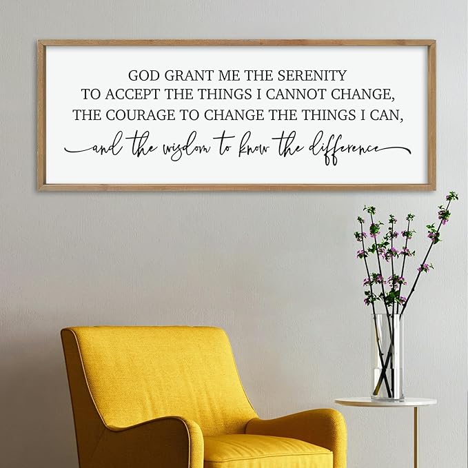 ZZJJHYWGQ Bible Verse Wall Decor Serenity Prayer Inspirational Religious Art, 40''×15'' Rustic Christian God Grant Me Saying Horizontal Holy Catholic Scripture Sign for Living Room Large Wall Hanging (Wood)