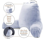 Nestl Reading Pillow Large Bed Pillow, Back Pillow for Sitting in Bed Shredded Memory Foam Chair Pillow, Reading & Bed Rest Pillows Ice Blue Back Pillow for Bed, Bed Chair Arm Pillow with Pockets