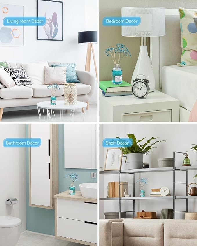 MIZZEO Reed Diffuser Set, Ocean Beach 6.76 fl oz Highly Scented Room Diffuser Home Fragrance Essential Oil Reed Flower Diffuser, House Bedroom Office Decor & Gifts