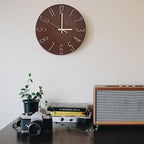 Wall Clock, Silent Clock, Wall Clocks Battery Operated， 12 inch Modern Wall Clock, Suitable for Offices, Living Rooms, Kitchens, Homes, Schools (Retro Brown Without Second Hand)