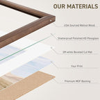 11x14 Picture Frame Set of 4 Natural Solid Walnut Photo Frames with 8x10 Removable Mat Wall Hanging Large Handcrafted Frame with HD Plexiglass Wall and Tabletop Display Large Poster Frame