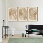 SIGNINART Boho Botanical Framed Canvas Wall Art Set, Neutral Wildflower Wall Decor, Vintage Floral Wall Painting, Art Print for Farmhouse Living Room, Bedroom, Office, Bathroom 16"x24"x3