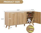 Fluted Sideboard Buffet Cabinet with Storage, Modern Storage Cabinet with 3 Doors, Wood Credenza Buffet Sideboards, Bar Cabinets Console Table for Kitchen Dining Living Room Entryway (Natural)