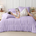 JOLLYVOGUE King Comforter Set, Ultra-Soft Bed in a Bag King Size 7 Pieces, Oeko-TEX Certified Bedding Set with Down Alternative Comforter, Sheets, Pillowcases & Shams, Lavender