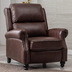 CANMOV Pushback Recliner Chair Faux Leather Armchair Push Back Recliner with Rivet Decoration Single Sofa Accent Chair for Living Room, Reddish Brown