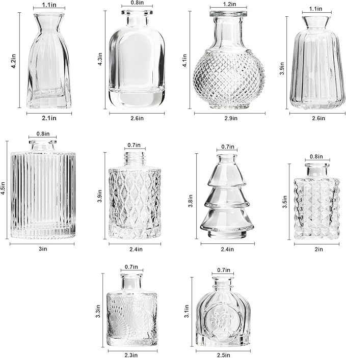 RUCKAE Small Clear Bud Vases Bulk 22 Pack Mini Flower Glass Vases for Centerpiece Table Wedding Decorations Home Decor Party(Transparent)