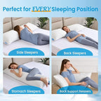 QUTOOL Luxury Cooling Body Pillows for Adults, Adjustable Loft Shredded Memory Foam Full Body Pillow, Long Pillow for Bed with Removable Double-Sided Soft & Cool Cover, White (18"x51")