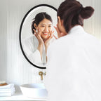 OVALCREST - Oval Wooden Beveled Wall Mirror for Home Decor, Bathroom, Vanity, Bedroom, Living Room, Hallway - London Style (Matte Black) 25.1 x 37.1