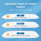 QUTOOL Luxury Cooling Body Pillows for Adults, Adjustable Loft Shredded Memory Foam Full Body Pillow, Long Pillow for Bed with Removable Double-Sided Soft & Cool Cover, White (18"x51")