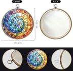 Colorful Boho Rainbow Geometric Spiral Sun Art Gift Framed Round Wall Decor Canvas Wall Art Hanging Prints Artwork for Home Office Porch Nursery Bedroom Living Room Decorations 10.2X10.2 Inch