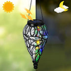SUNNYPARK Outdoor Plastic Solar Hanging Lantern, 15 Multi Color LEDs Twinkle Effect Tear-Shaped Hanging Lantern Decor Garden Decorative Solar Lights for Backyard, Patio and Lawn