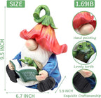 Garden Gnome Statue-Resin Gnome Figurine Hugging Turtle Reading Book with Solar LED Lights，Outdoor Summer Decorations for Patio Yard Lawn Porch,Garden Ornament Gift
