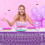 3P Light Purple Foil Fringe Metallic Tassel Streamers Banner Tassel Garland for Parade Floats, Bachelorette, Wedding, Birthday, Halloween, Christmas, Bridal/Baby Shower Party Decorations