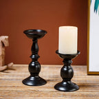 Retro Iron Candle Holder Cylindrical Candle Holder Table Candle Holder for Wedding, Festival and Birthday Candlelight Dinner Decorative Light Home Décor Ornament Wedding Table Ornament (2Pcs)