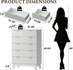 46" Tall Dresser for Bedroom, 6-Drawer Fluted Chest of Drawers, Modern Wood Highboy with Deep Storage, Metal Slides and Handles, Anti-Tip Kit, Vertical Clothes Organizer for Apartment, Nursery