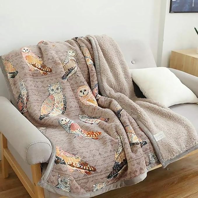 UKELER Owl Bed Blanket King Size 90'' x 108'', Soft Cozy Warm Fleece Throw Blanket for Bed/Couch/Sofa/Camping for Special Occasions