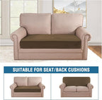 H.VERSAILTEX Velvet Stretch Individual Cushion Cover Plush Cushion Slipcover for Loveseat Sofa Furniture Protector Seat Cushion Sofa Cover (1 Piece Loveseat Cushion Cover, Bronze Brown)