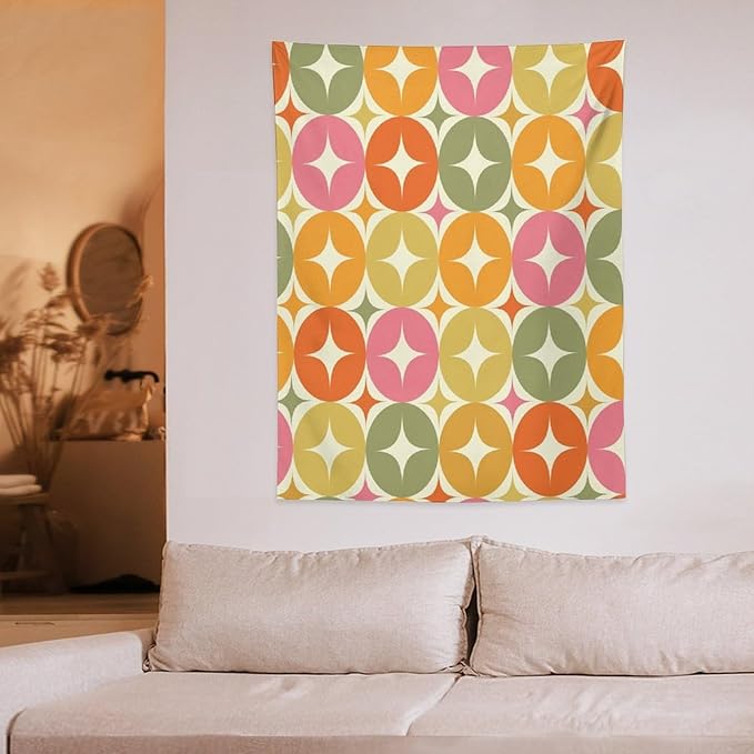 ICMOLYYENLO Abstract Cat Tapestry, Medieval Abstract Atomic Star Cat Vintage Home Wall Hanging Art Tapestry for Bedroom Living Room Dormitory 60x80 Inch