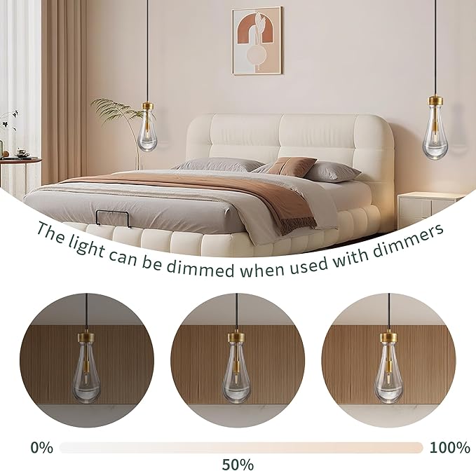 Espird Raindrop Pendant Lights - Brass Pendant Lights Kitchen Island, Teardrop Island Lights for Kitchen Set of 3 Modern Chandelier Pendant Light for Bedroom Bathroom Living Room