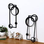 OYEFLY 2 Pcs Metal Abstract Wall Art,Modern Geometric Decor (Black, style 2)