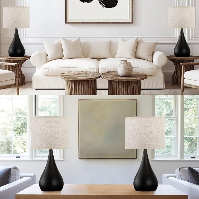 18.1'' Modern Touch Lamps for Nightstand Set of 2 with 3 Way Dimmable, Table Lamps for Living Room, Office, Bedside Lamps with Heavy Iron Base, Touch Switch, Bulb Included, Black