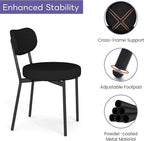 Dining Chairs Set of 2 pcs, Boucle Comfortable Upholstered Seat Fabric with Curved Backrest, Mid Century Modern Contemporary Scandinavian Designer Chairs Ideal for Dining Room, Kitchen, Black