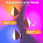 RGB Tree Floor Lamp for Living Room, Stepless Dimmable Tall Standing Lamp with Remote, Touch Control and 3 Rotatable Light, Bright LED Lights for Bedroom with 4 Color-Changing, Oil Rubbed Bronze