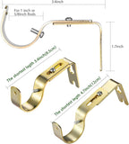 Frienda 6 Pcs Curtain Rod Brackets Adjustable Holder Wall for 1 Inch Diameter Curtain Rod General Bracket Hooks with Screws (Gold)