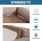 H.VERSAILTEX Velvet Stretch Individual Couch Cushion Cover Plush Slipcover for Loveseat Sofa Seat Furniture Protector Cover (1 Piece Loveseat Cushion Cover, Camel)