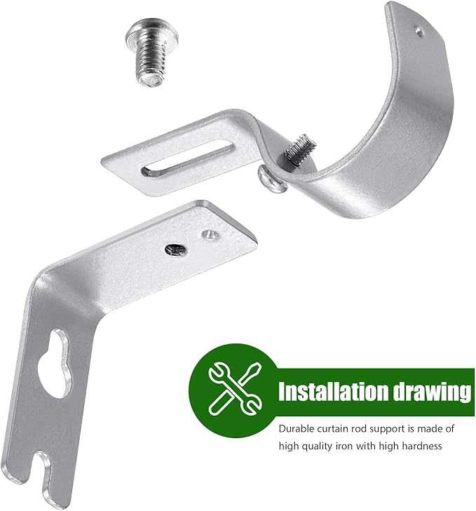6 Pieces Curtain Rod Brackets General Adjustable Curtain Rod Holder Wall Bracket Hooks Outside Mounted Blinds Curtain Rod Bracket with Screws for 1 Inch Diameter Curtain Rod (Matt Silver)