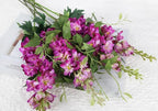 Fuschia Pink Flowers Artificial Delphinium Combo Clematis Greenery Silk Flowers 8pcs Long Stem Hot Pink Flowers for Tall Vase Artificial Snapdragon Flowers for Vases for Decoration (Fuschia)