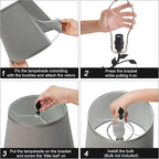 Kakanuo Table Bedside Lamp with USB C Charging Port, Grey Traditional Nightstand Lamp for Living Room, Desk Lamp Large Retro Table Lamp for Bedroom