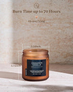 M&SENSE Cinnamon Vanilla Fall Scented Candles for Home, Natural Soy Wax 11.6oz 70 Hours Large Long Lasting Strong Scented Classic 2 Wicks Jar Candle Gift for Housewarming