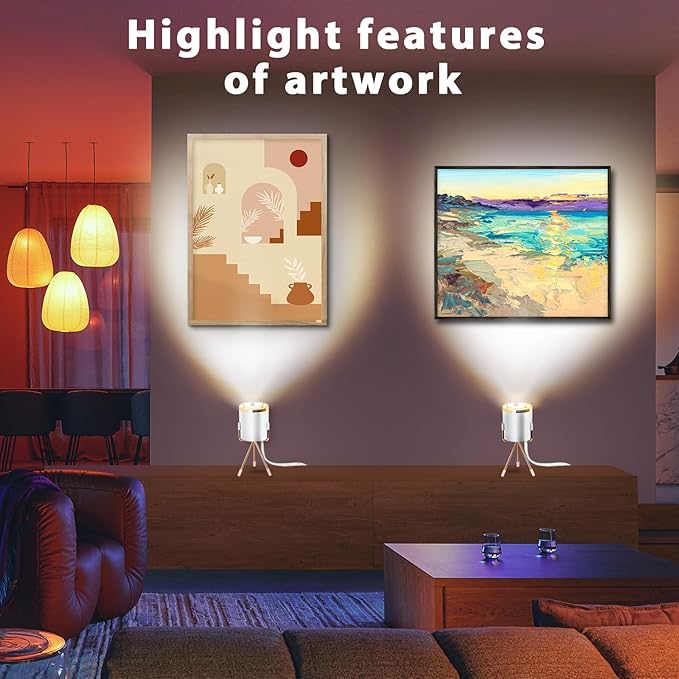 Spot Lights Indoor Floor Lamp, 6W Uplighting Indoor with Remote, Dimmable & Timer & 3 Color Temperatures, 2700K to 6500K Floor Can Lights for Plants Pictures Corner Ambient Lighting, 2 Pack